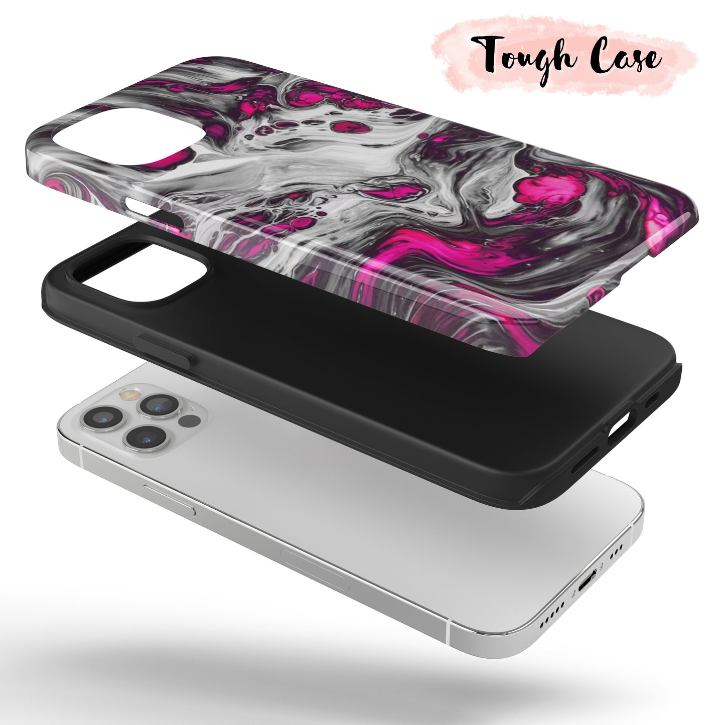 Pink & Grey Wash - Tough iPhone Case