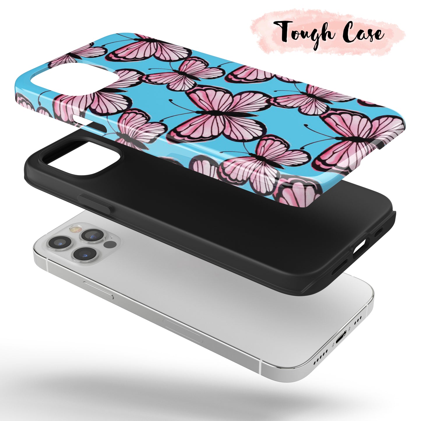 Pink & Blue Butterfly - Tough iPhone Case