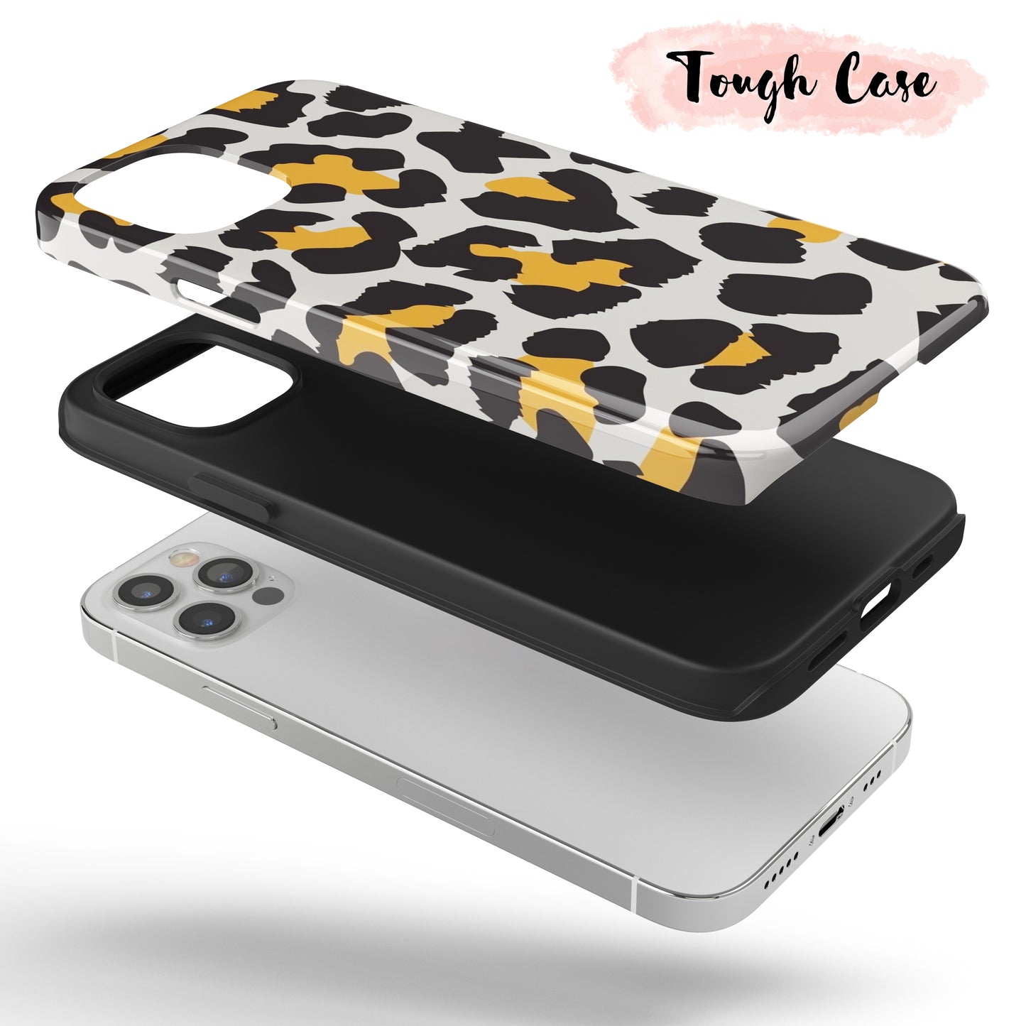 White & Orange Leopard - Tough iPhone Case