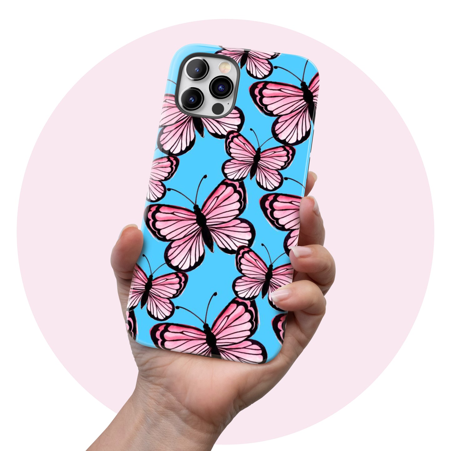 Pink & Blue Butterfly - Tough iPhone Case