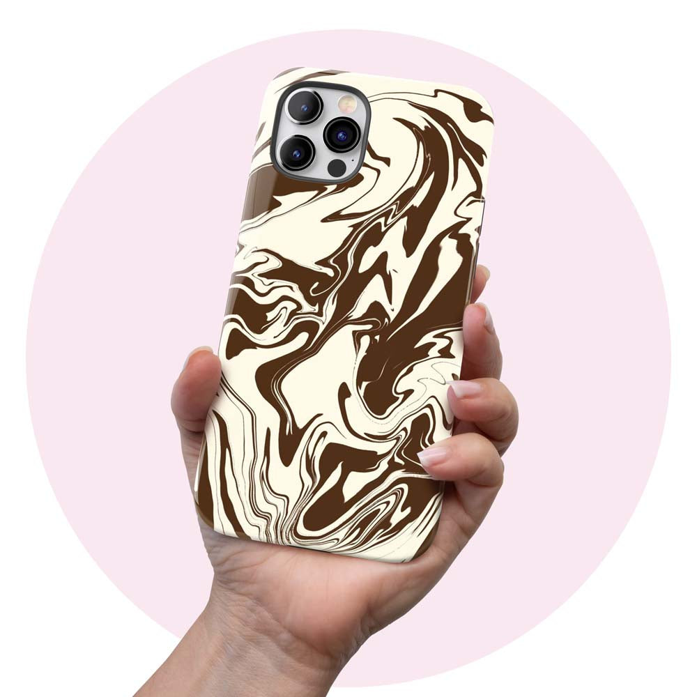 Chocolate Melt - Brown And White Swirl Tough iPhone Case