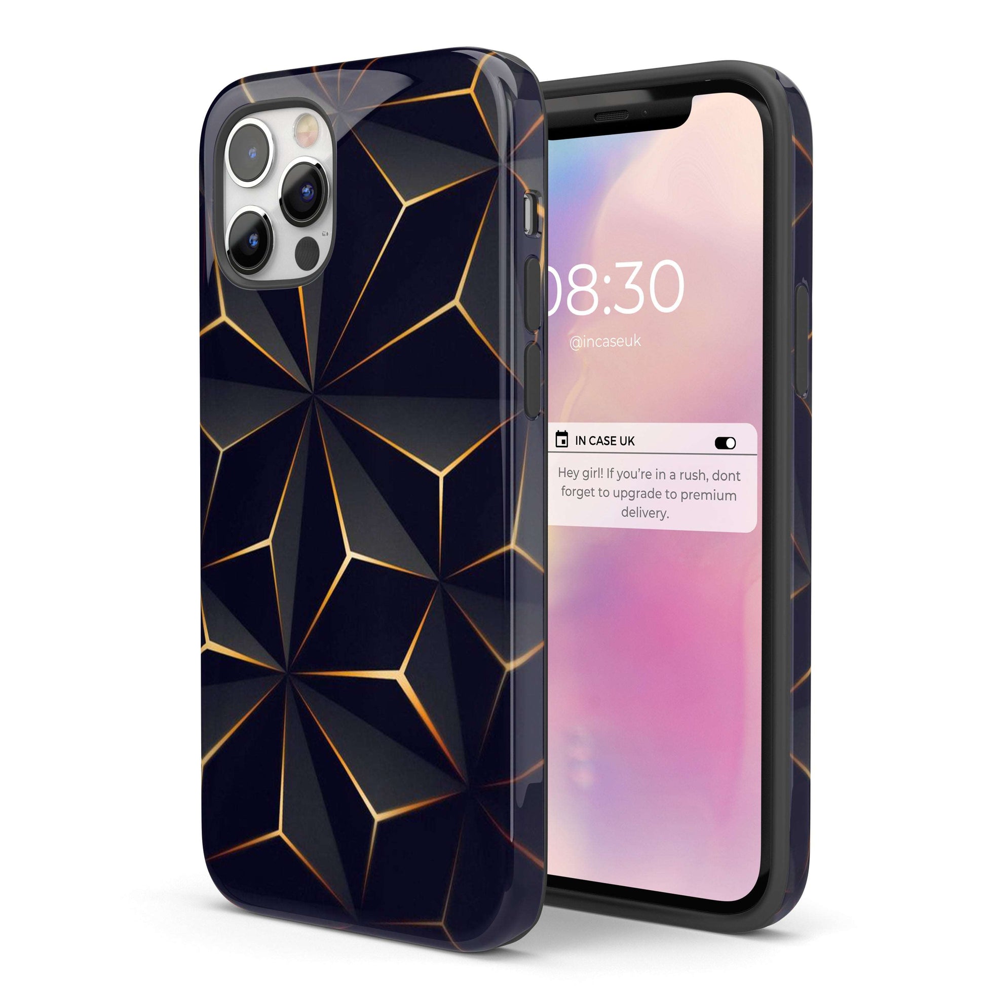 Black & Gold Geometric  - Tough iPhone Case