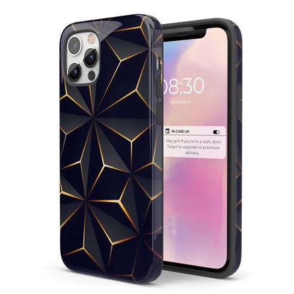 Black & Gold Geometric  - Tough iPhone Case