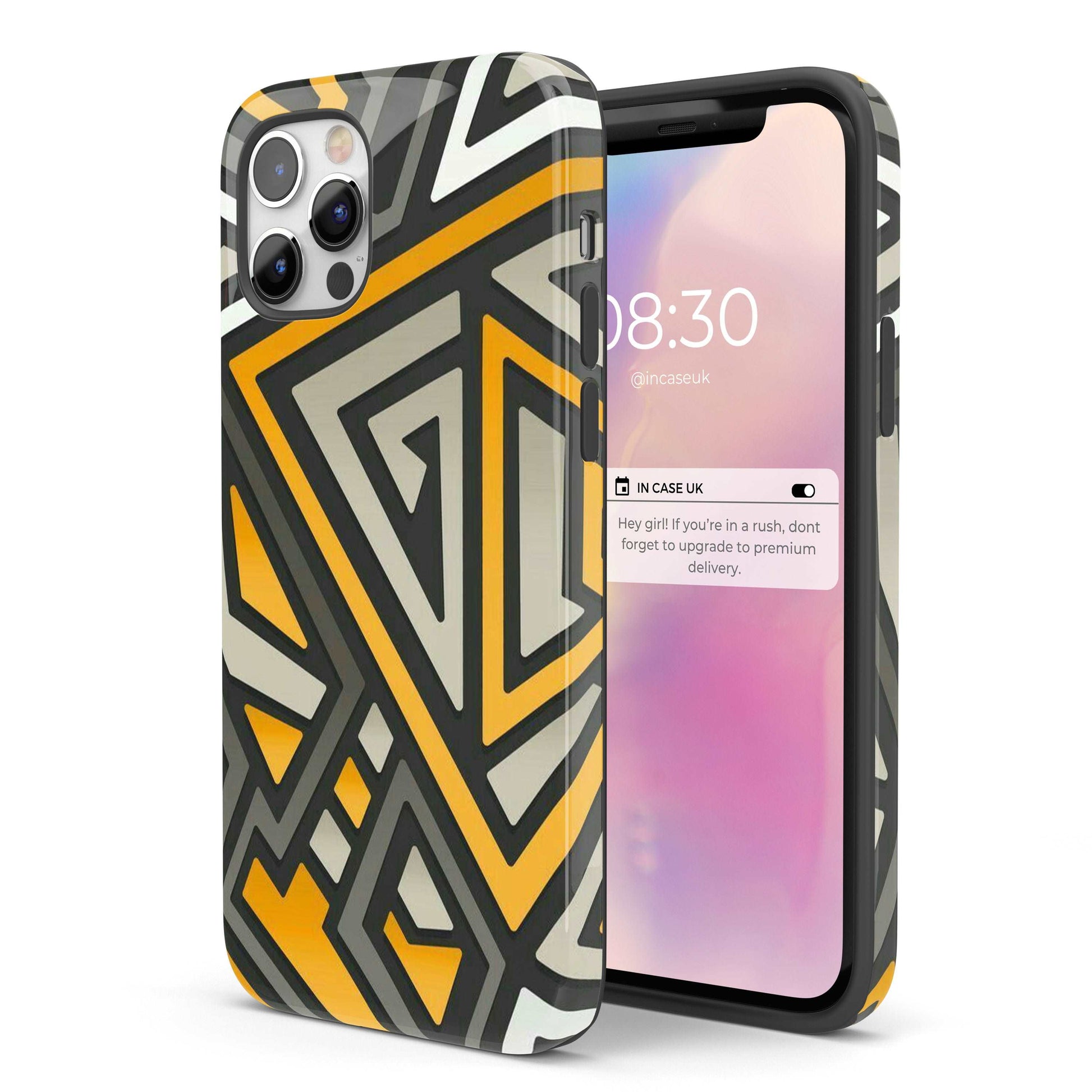 Black & Yellow Geometric  - Tough iPhone Case