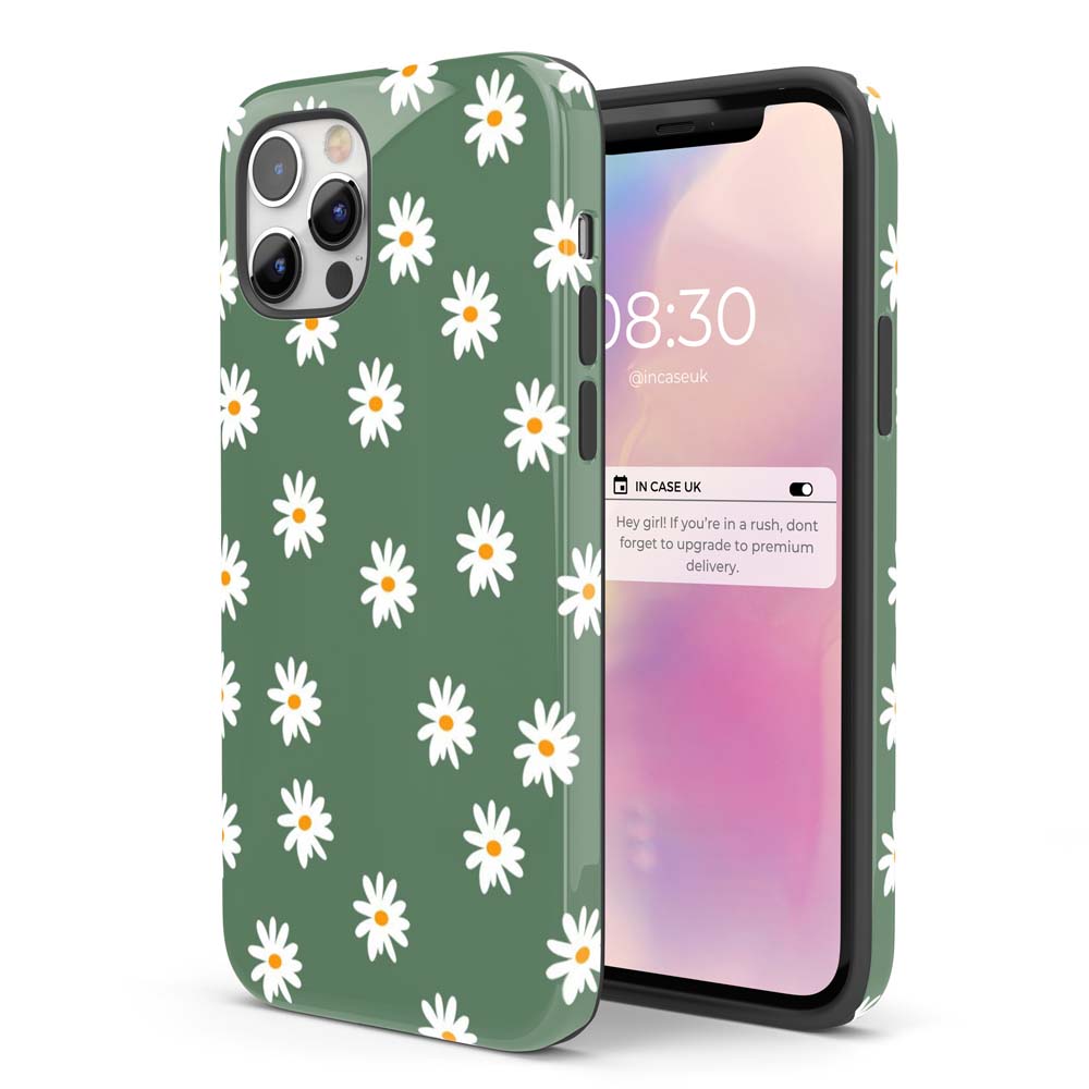 Green Daisy - Green iPhone Case Covered In Daises