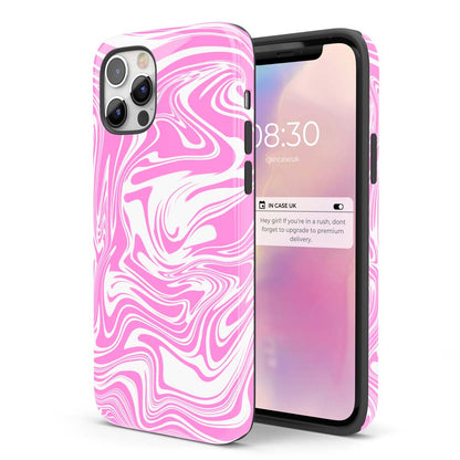 Pink Swirl - Pink and White Tie Dye iPhone Case
