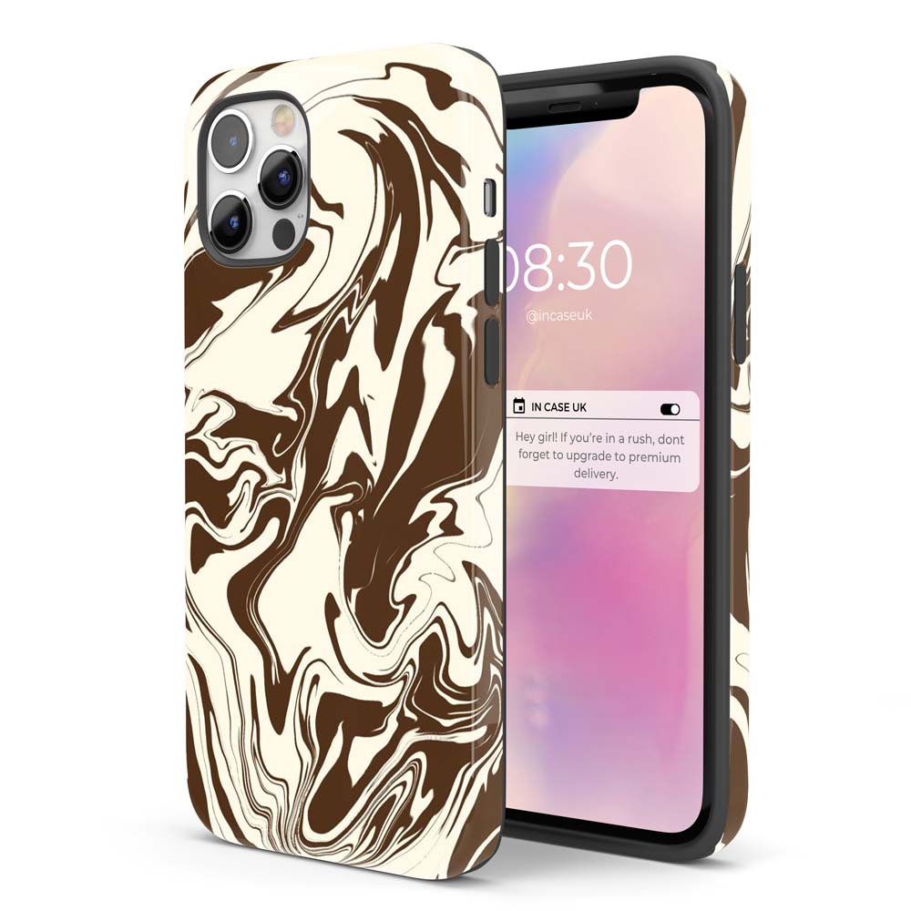 Chocolate Melt - Brown And White Swirl Tough iPhone Case