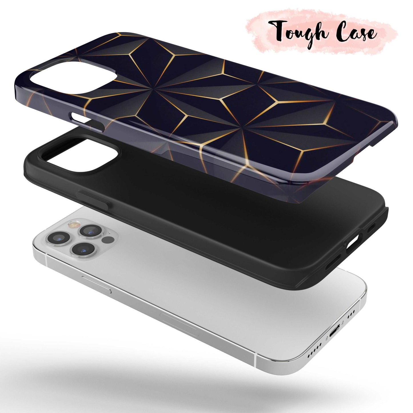 Black & Gold Geometric  - Tough iPhone Case
