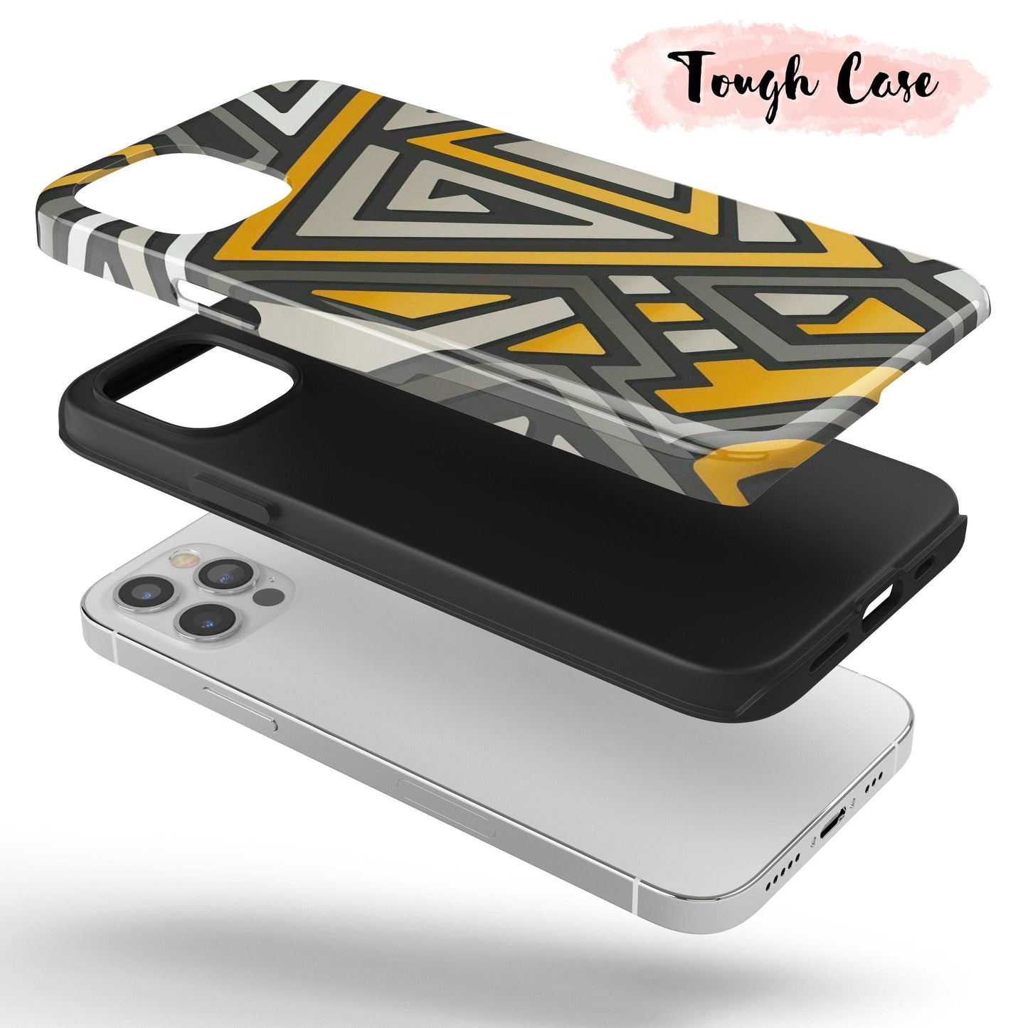 Black & Yellow Geometric  - Tough iPhone Case