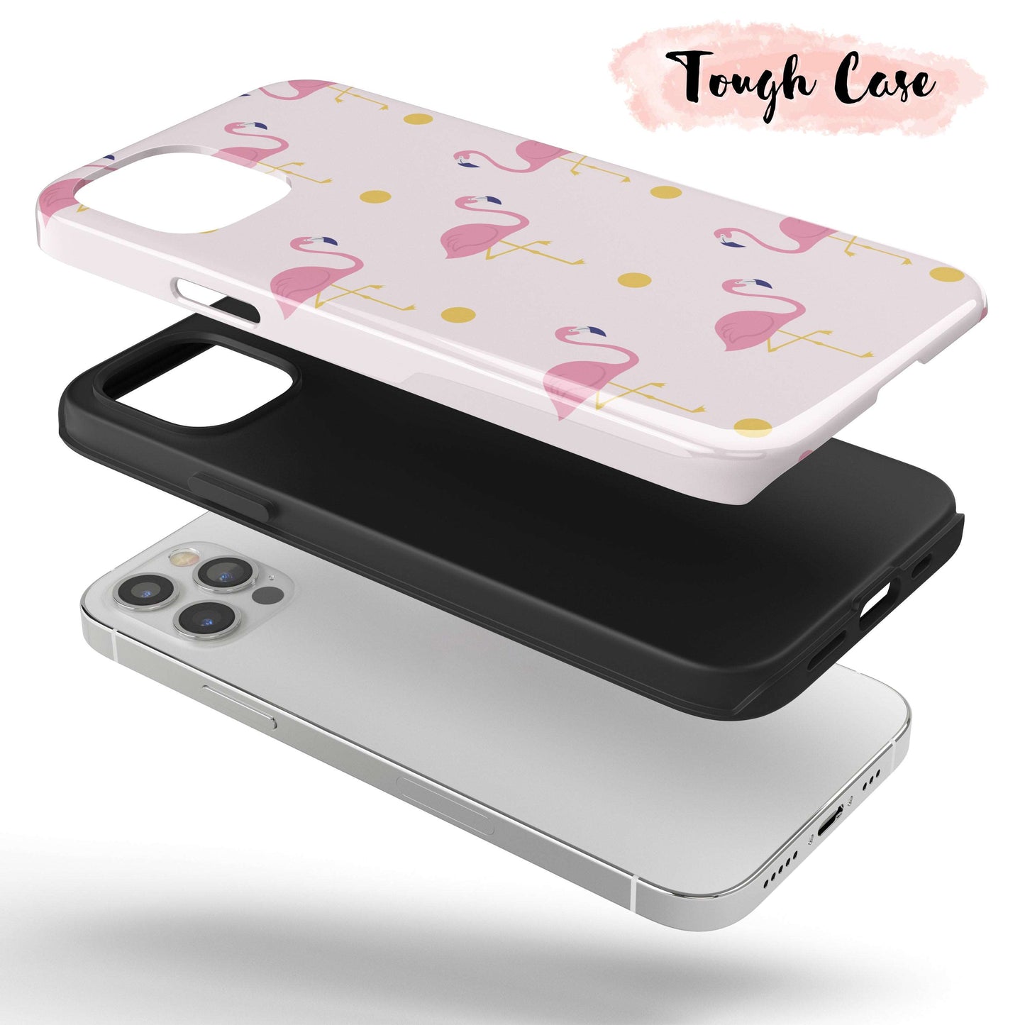 Flamingo Polka  - Tough iPhone Case