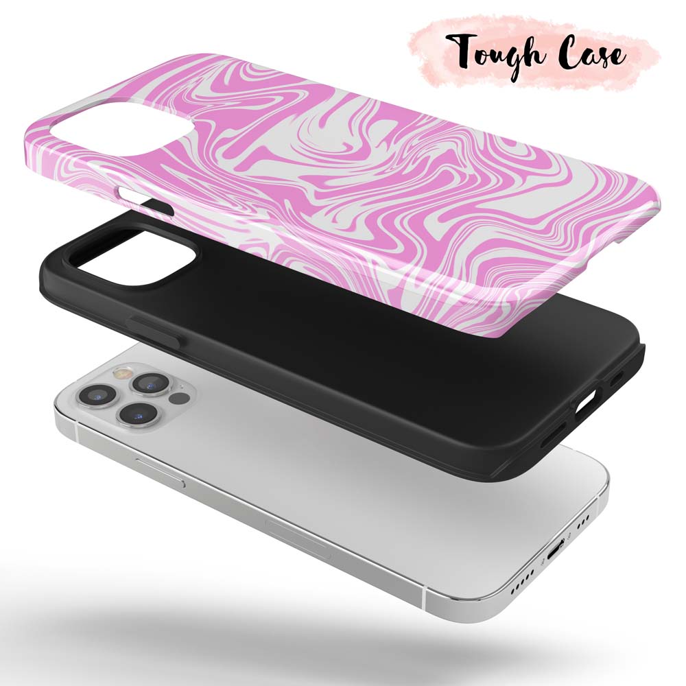 Pink Swirl - Pink and White Tie Dye iPhone Case