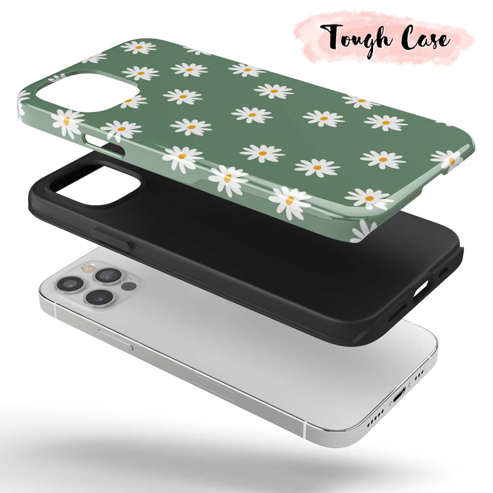 Green Daisy - Green iPhone Case Covered In Daises