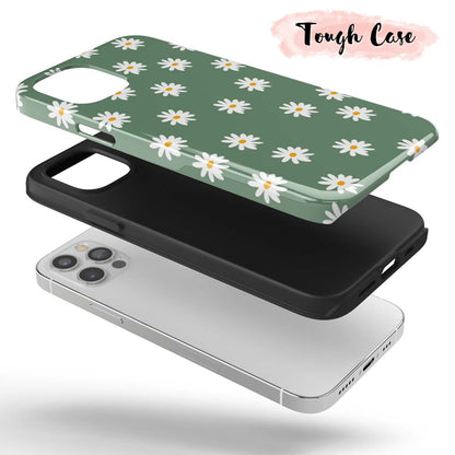 Green Daisy - Green iPhone Case Covered In Daises