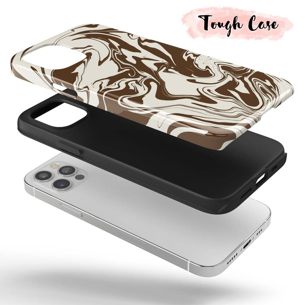 Chocolate Melt - Brown And White Swirl Tough iPhone Case