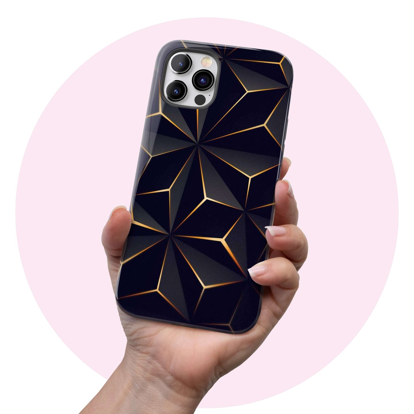 Black & Gold Geometric  - Tough iPhone Case