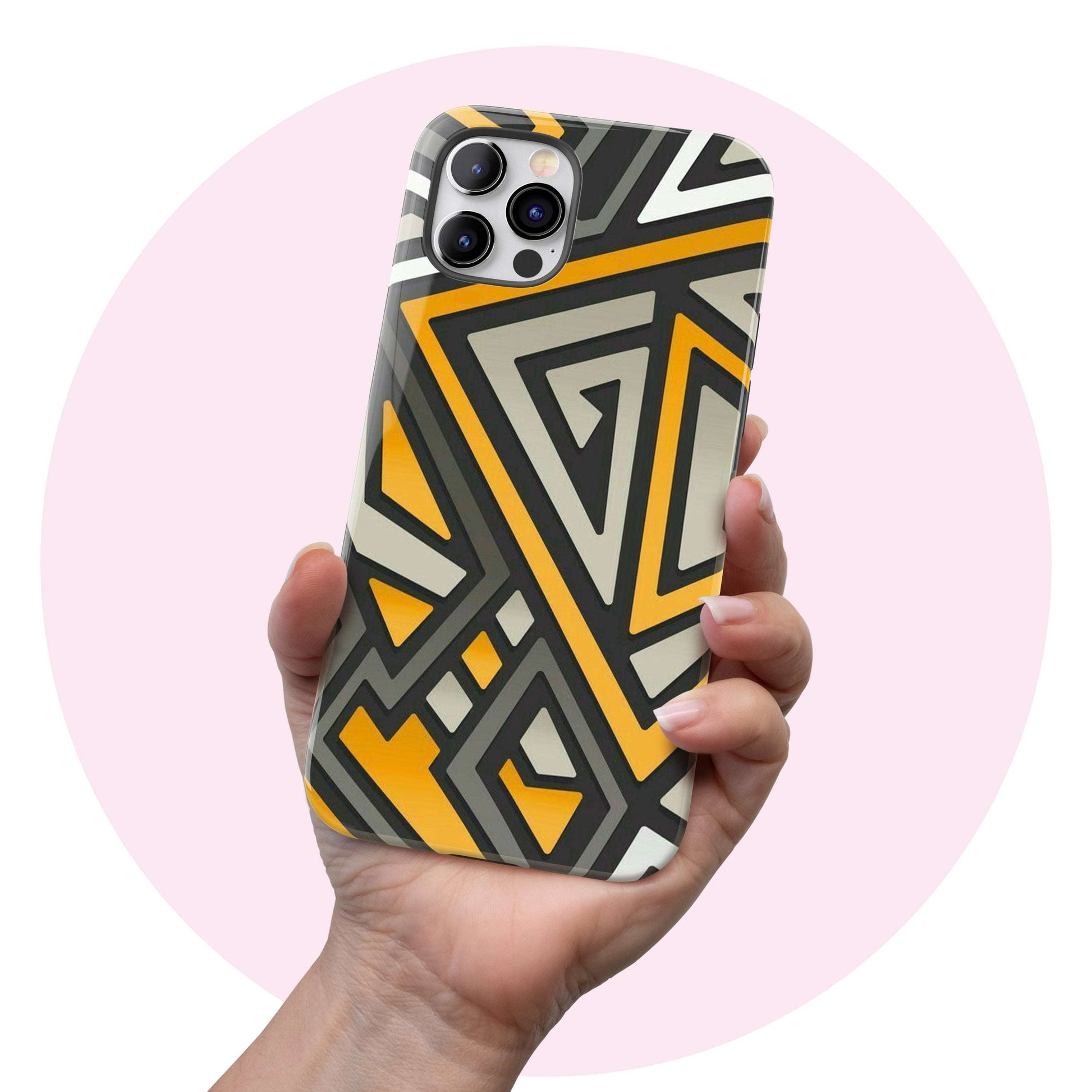 Black & Yellow Geometric  - Tough iPhone Case