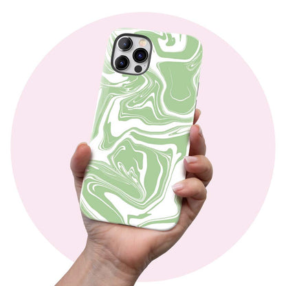 Green Spill - Green and White Tie Dye iPhone Case 