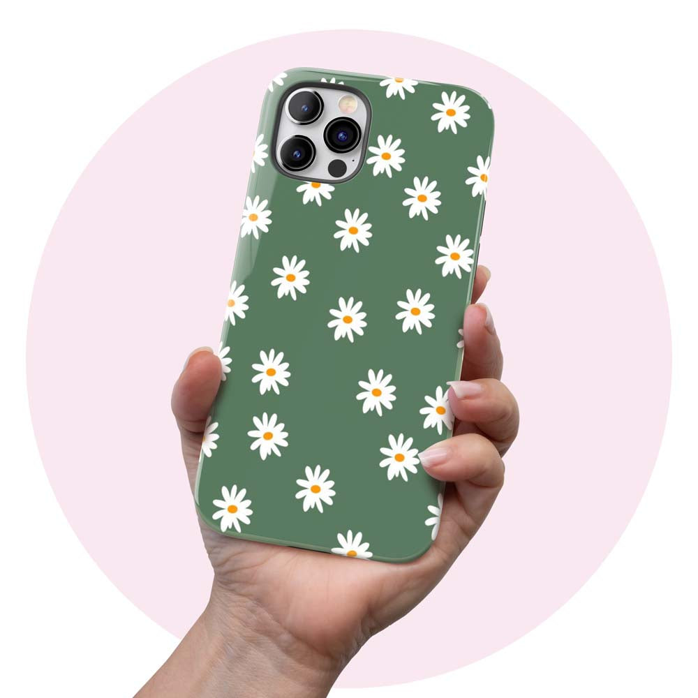 Green Daisy - Green iPhone Case Covered In Daises