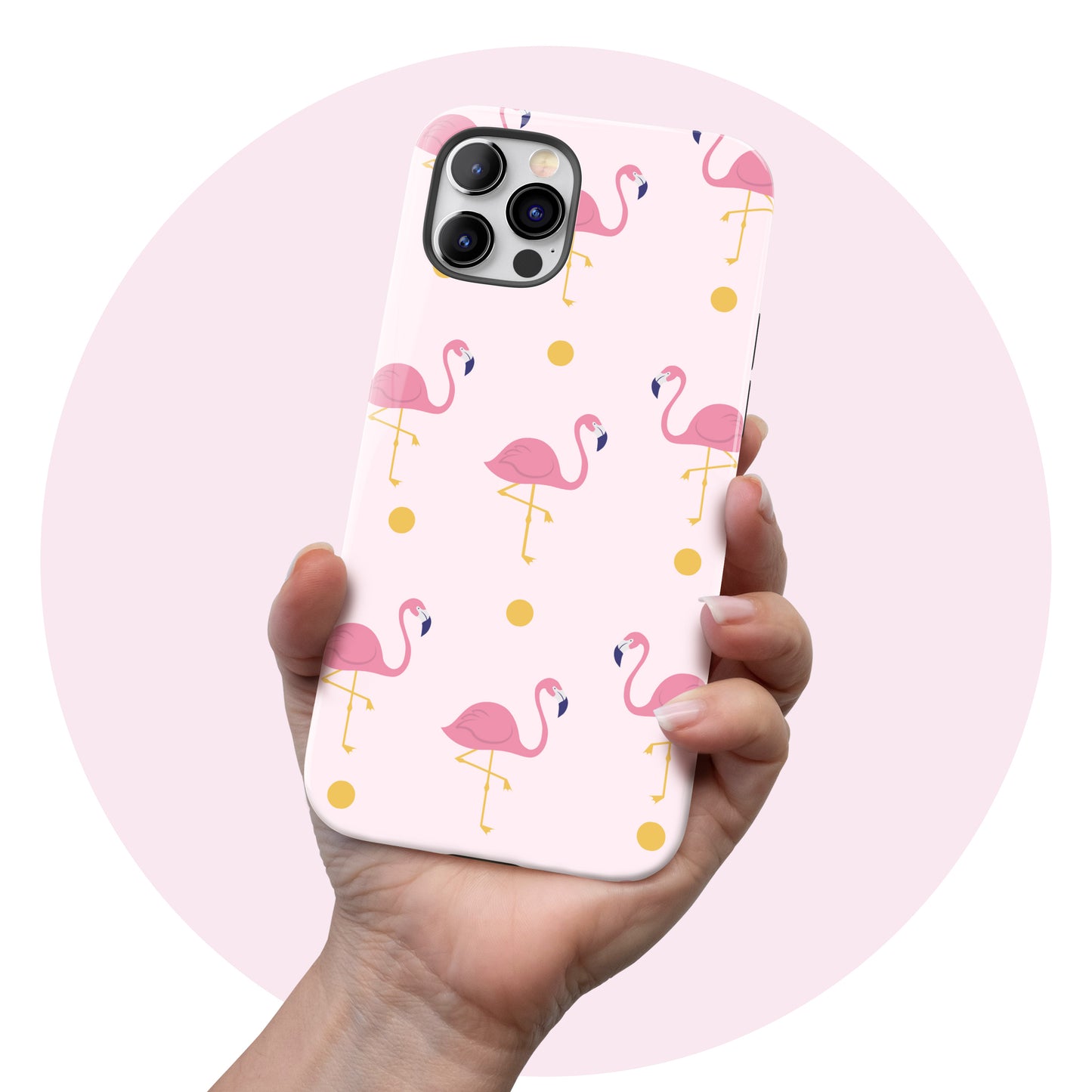 Flamingo Polka  - Tough iPhone Case