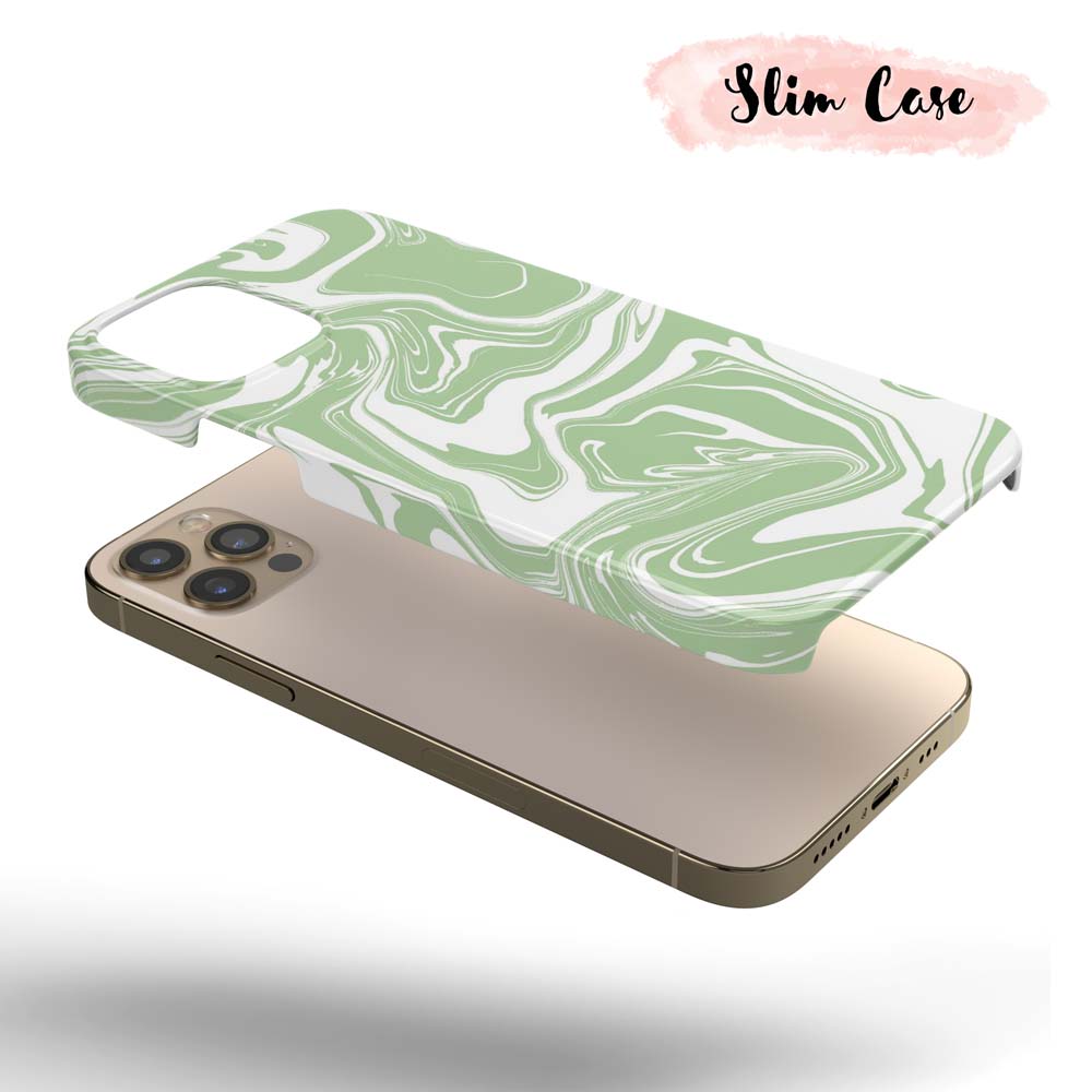 Green Spill - Green and White Tie Dye iPhone Case 