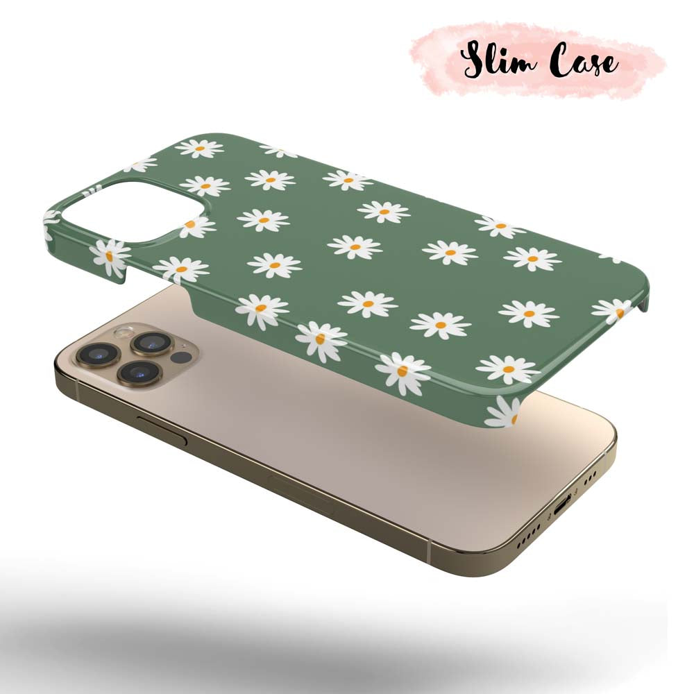 Green Daisy - Green iPhone Case Covered In Daises